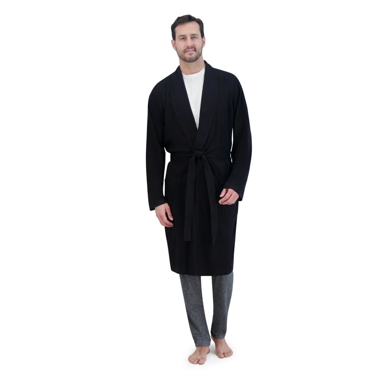 George Men s Shawl Collar Cotton Robe with Wicking and Front Pockets One Size Fits Most Walmart