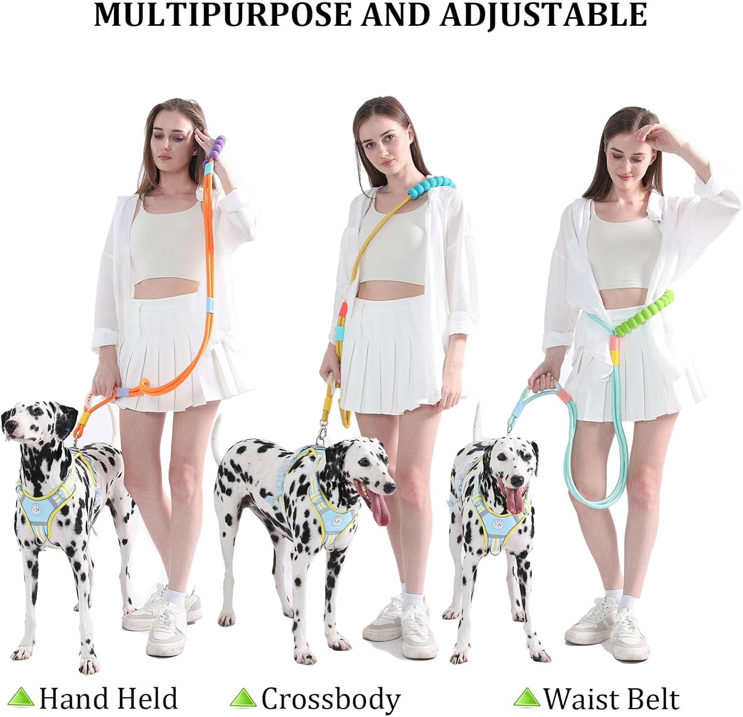 Dog Leash,5 FT Heavy Duty Dog Training Leash,Double Handle Comfortable Padded Hands Free Dog Leash,Adjustable Crossbody Waist Leash for Small Medium Large Dogs(Yellow)