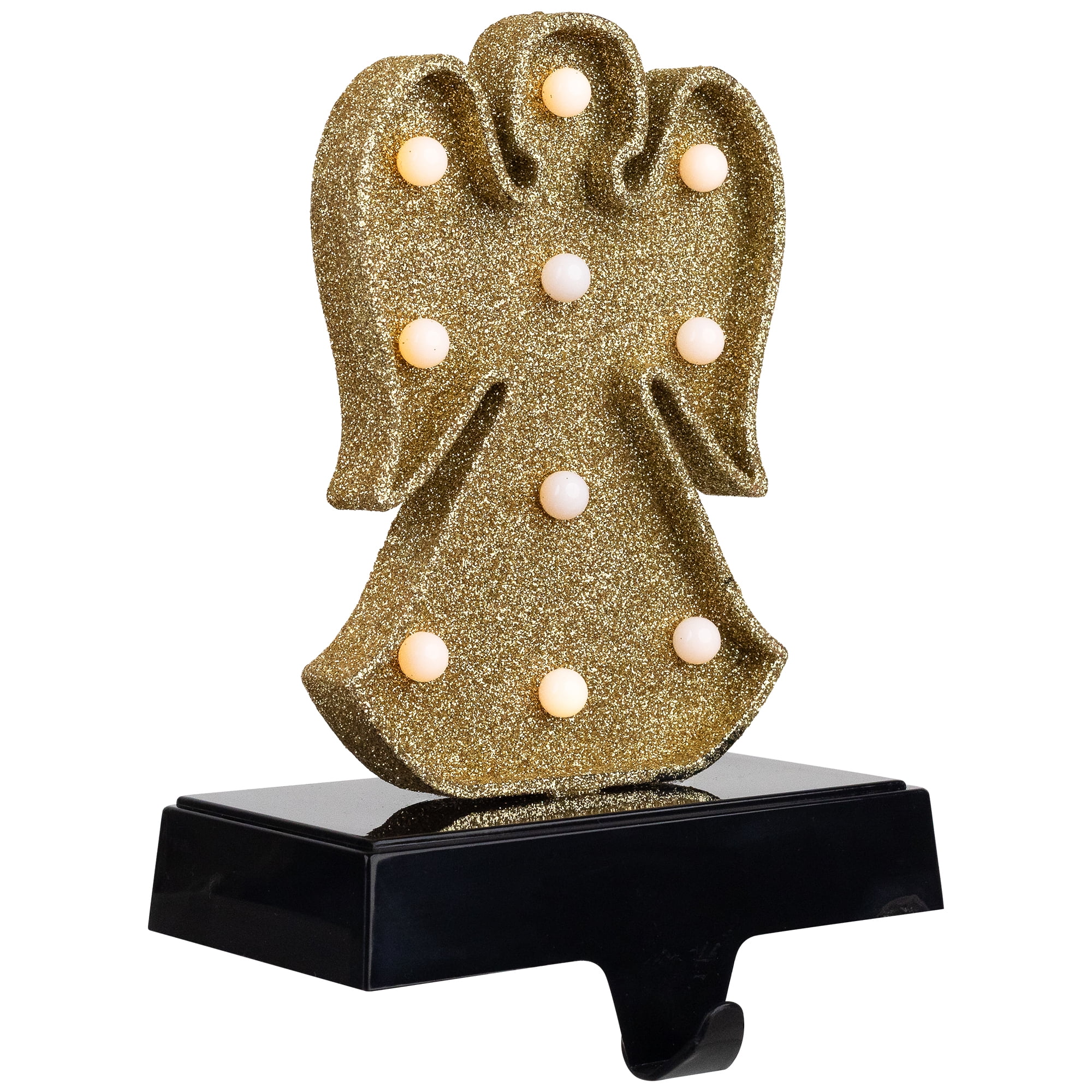 Northlight LED Lighted Glittered Angel Christmas Stocking Holder - 6.5" - Gold