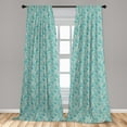 thumbnail image 5 of Ambesonne Teal Curtains, Romantic Lace Pattern, Pair of 28"x84", Teal Beige, 5 of 5