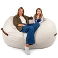 thumbnail image 2 of Big Joe Fuf 7Ft Giant Foam Bean Bag Chair, Oversized Couch with Removable Cover for Kids, Teens, Adults, Sandstone Textured Boucle, 7 Foot, 2 of 7