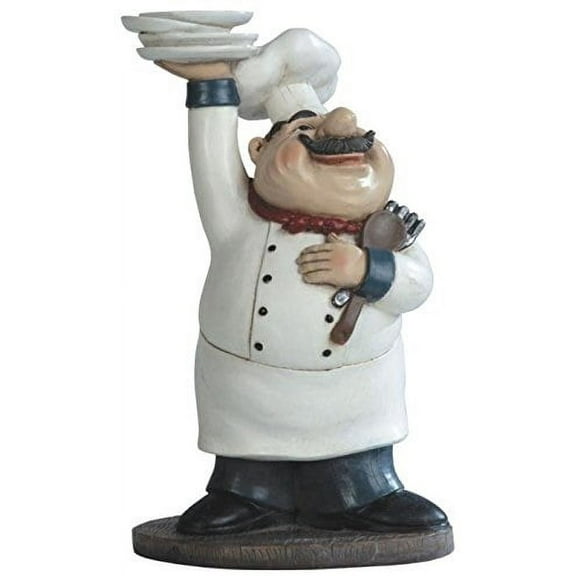 george s. chen imports ss-g-65003 chef holding plates figurine, 10.75"