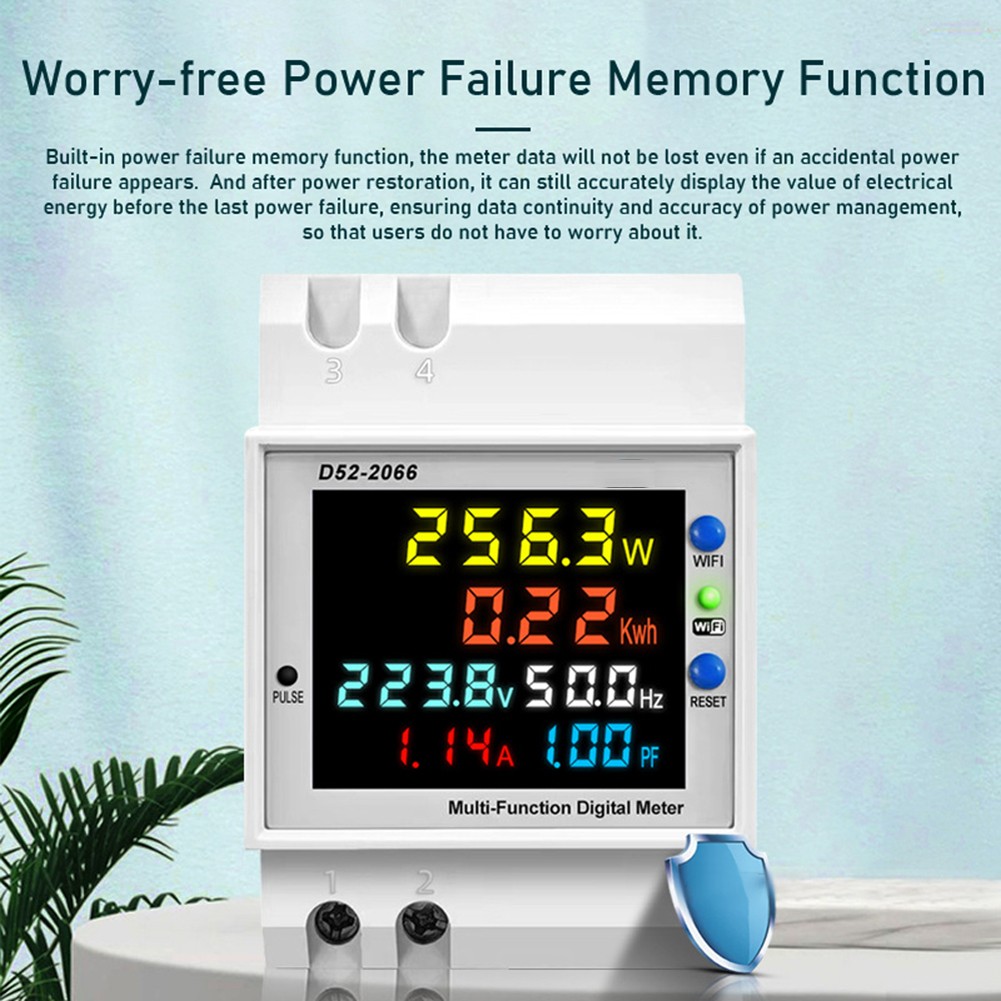 1pc For Tuya Smart WiFi Digital Display Electricity Meter Multiple Function DIN Rail Electrical Equipment