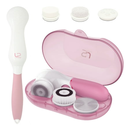 Waterproof Electric Face & Body Exfoliating Spin Brush Set-Upgraded 2 Speed Motor, 6 Detachable Brush Heads & Travel Case- Advanced Microdermabrasion for Gentle Exfoliation and Deep