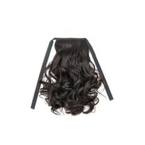 LEXSOMEO Long Ponytail Extension Drawstring Brown Curly Hair Extensions for Women Wavy Hairpieces Fake Ponytail Extension Human Hair Ponytail Wigs