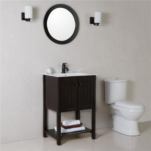 24 in. 122 lbs Single Sink Vanity Manufactured Wood, Sable Walnut