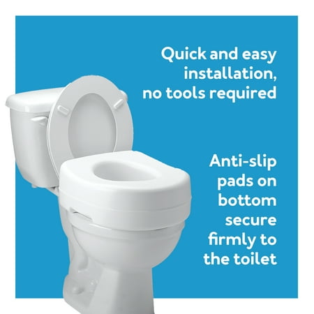 Carex Raised Toilet Seat with 5 in Height, Slip-Resistant & Removable, 300 lb Limit