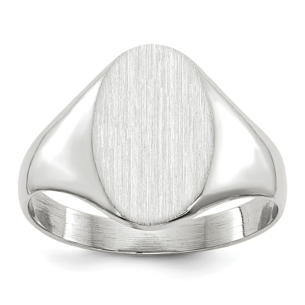 Roy Rose Jewelry 14K White Gold Open Back Signet Ring Oval Shape Custom Personailzed with Free Engraving Available Initial