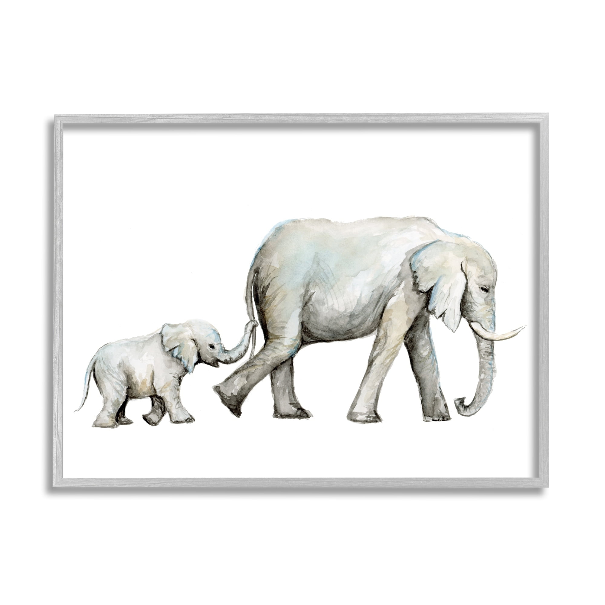 Stupell Industries Baby Elephant Mother Watercolor Painting Nursery Safari Animals, 20 x 16,Design by Fox Hollow Studios
