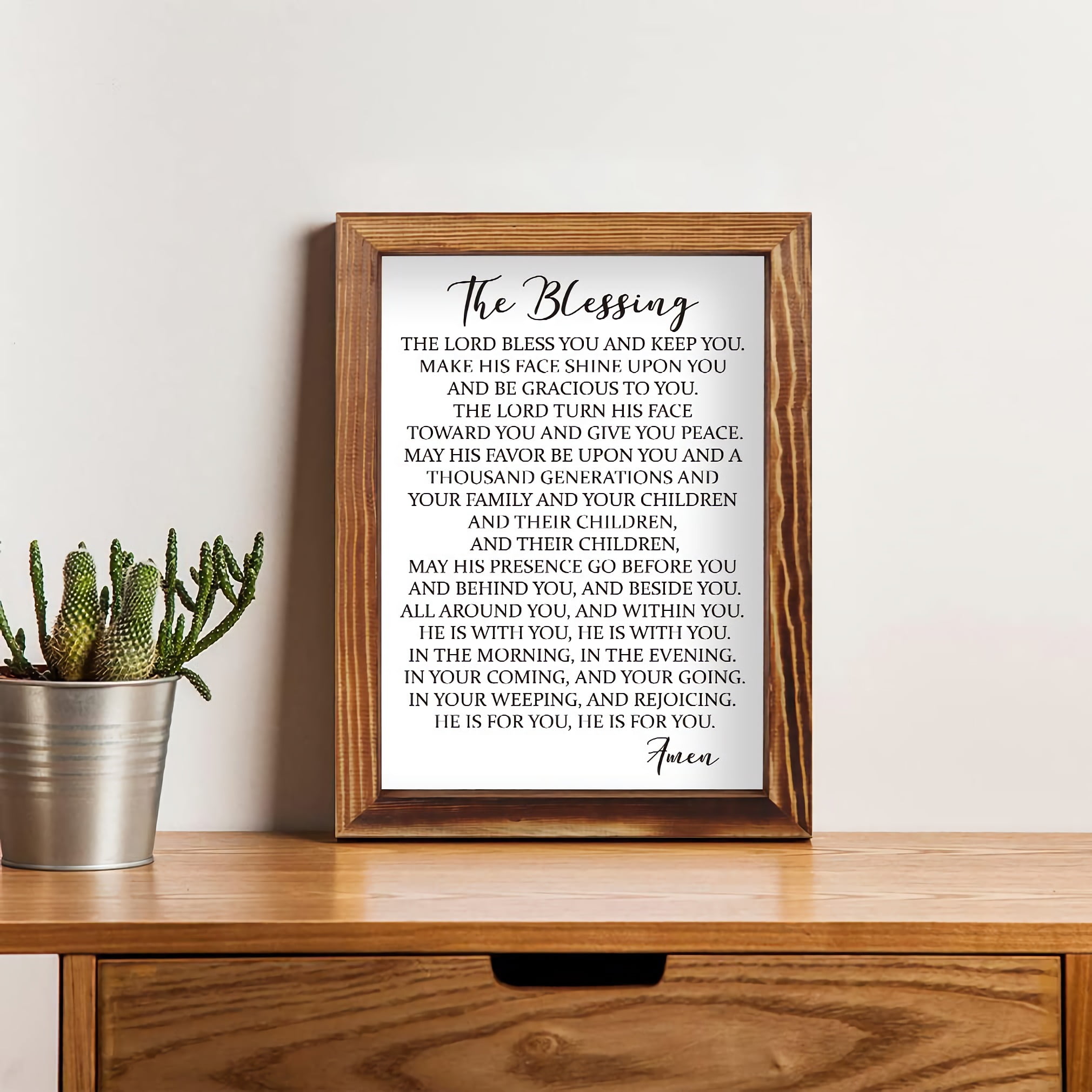 The Blessing Lyrics Rustic Framed Wood Sign Plaque Inspirational Bible Verse Christian Home Decor 11 16 Prayer Table Sign For Home Bedroom Kitchen Living Room Walmart Com