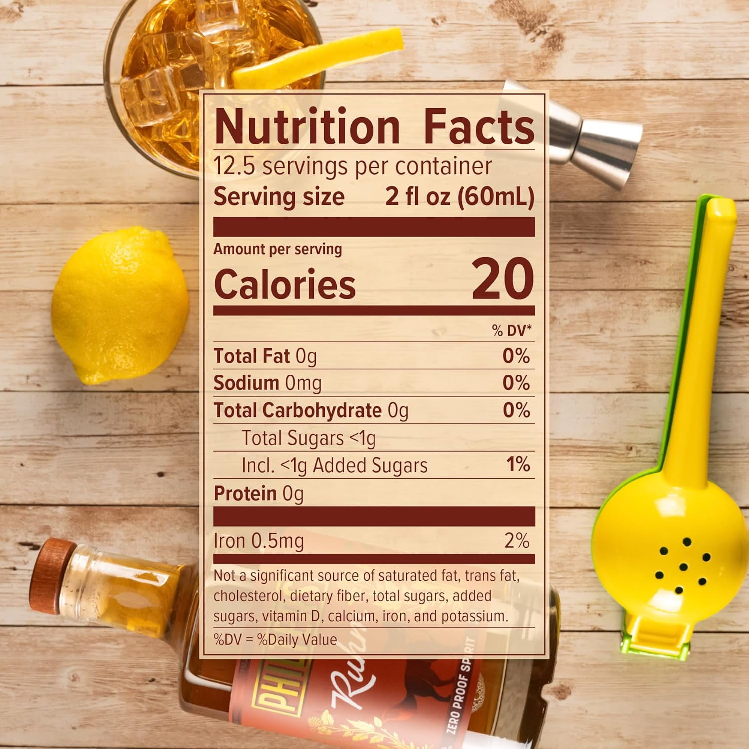 Philters Non-Alcoholic Ruhm, Zero Proof Rum Spirit, Alternative Drink, Natural Flavors, 25 Fl Oz