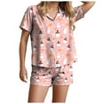 thumbnail image 5 of UngA Women Halloween Pajamas Pajama Set for Women 2 Piece Lounge Set Short Sleeve Tops and Shorts Soft Sleepwear Loungewear Sweatsuits Light Pink,M, 5 of 7