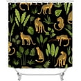 thumbnail image 2 of 4PCS Leopard Shower Curtain Sets with Rugs, Waterproof Fabric Pink Shower Curtain, African Wild Animal Cheetah Safari Wildlife Tropical Jungle Plant Palm Leaves Botanical Boho Bathroom Decor, 2 of 7