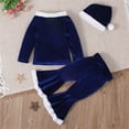 thumbnail image 6 of Jamsmile Toddler Girls Outfits Sets Christmas Long Sleeve Tops Flare Pants With Hats 3PCS Santa Claus Kids Baby Girls Sets, 6 of 9