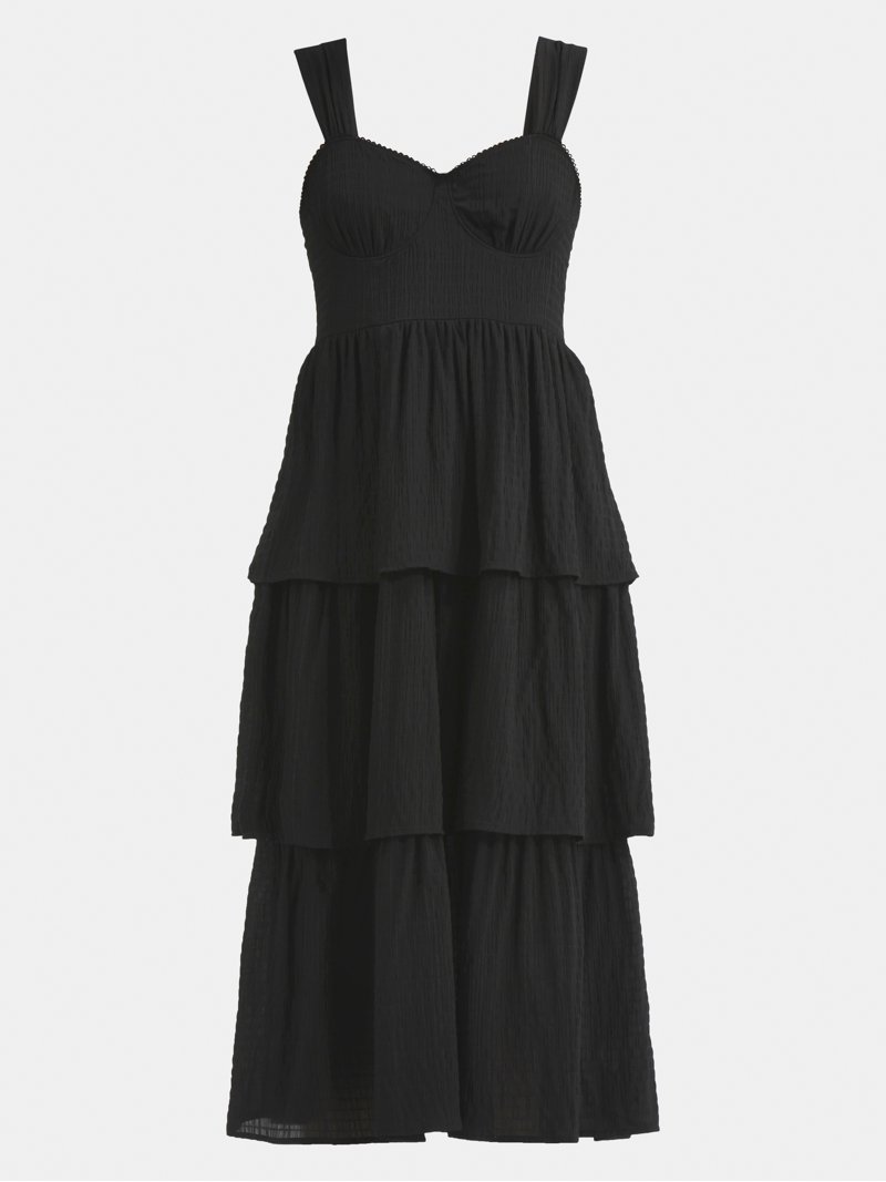 No Boundaries Tiered Bustier Maxi Dress, Women's - Walmart.com