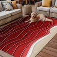 thumbnail image 2 of Fsddascl Red Ocean Waves Outdoor Rug for Patio/Deck/Porch, Non-Slip Large Area Rug 6 x 9 Ft, Coastal Abstract Stripes Ombre Art Indoor Outdoor Rugs Washable Area Rugs, Reversible Camping Rug Carpet, 2 of 5