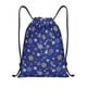 thumbnail image 1 of Fotbe Golden Snowflakes Royal Blue Bolsa Mochila con Cordón Estampada, Bolsa de Gimnasio Deportiva, Bolsa Cinch, Bolsa con Cordón para Hombres y Mujeres-Medium, 1 of 6