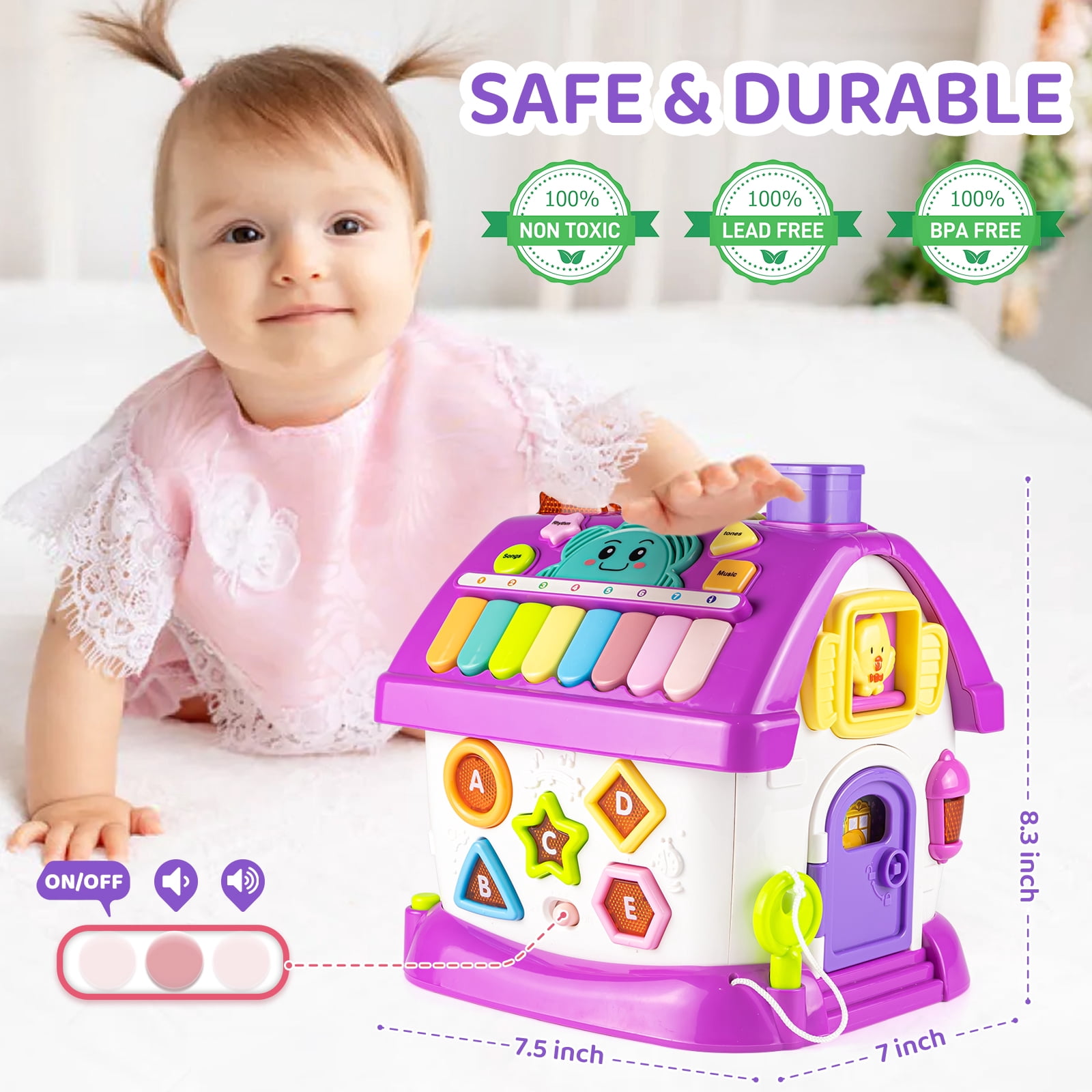 Marstone Montessori Toddler Toys for 1 Year Old Girl Gifts 8 in 1 Multi-Functional Learning Baby Musical House for 1 2 3 Year Old Girl and Boy Birthday Gifts Educational Baby Toys 6-12, 12-18 Months