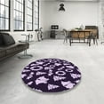 thumbnail image 4 of Ahgly Tapis Rond Lavable en Machine Intérieur Transitionnel Violet Profond, 3 Pieds Rond, 4 of 7