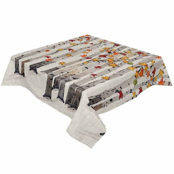 Fall Maple Leaves Square/Round Tablecloths 52x52,Orange Autumn Forest Tree Table Cloth Table Cover Indoor/Outdoor Tabletop Decor for Wedding Holiday Party Dinner Baby Shower