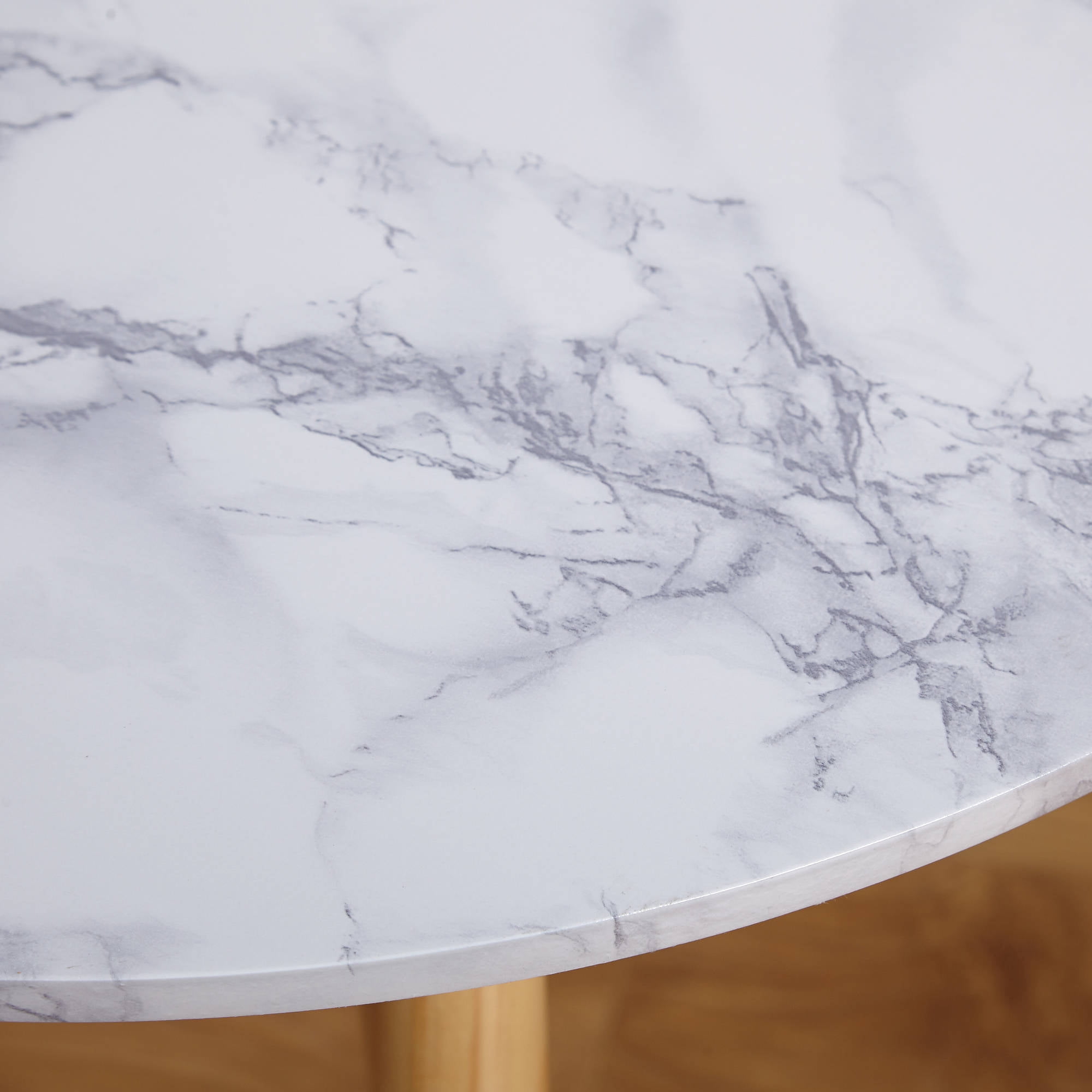 angelo isHome Darcy Modern Round Coffee Table, Natural/White Faux Marble