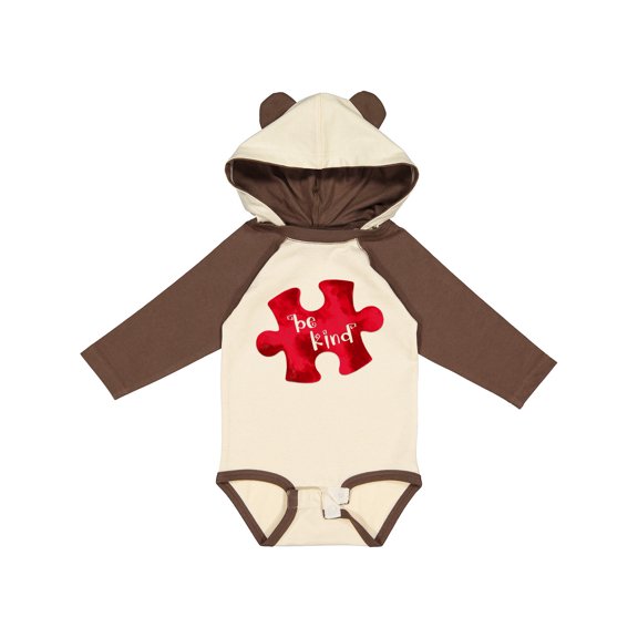 Inktastic Autism Awareness Be Kind Red Puzzle Piece Boys or Girls Long Sleeve Baby Bodysuit