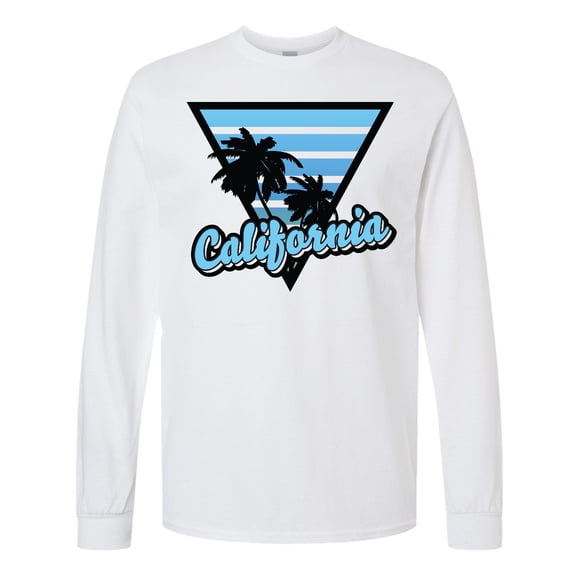 Inktastic California with Triangle and Palm Trees in Blue Long Sleeve T-Shirt