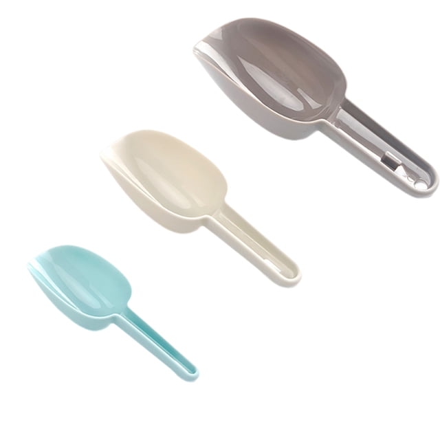 WLOELOEW Plastic Spoons Set Of 3 For Kitchen Use Flour Sugar Grains Ice Easy Grip Compact Storage Pvc Material