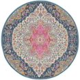 thumbnail image 1 of homeroots Décoration Intérieure 385746 Tapis Rond 4 Pieds Médaillon Bleu et Rose, 1 of 1