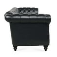 thumbnail image 4 of Three Seater In Black Pu, 85.97" Size, With Cushions Pu Couch, Rolled Arm Feature, Staggered Pull Buckles Arrangement, Soft Leather Covering, Solid Wood + Plywood Structure, 4 of 5