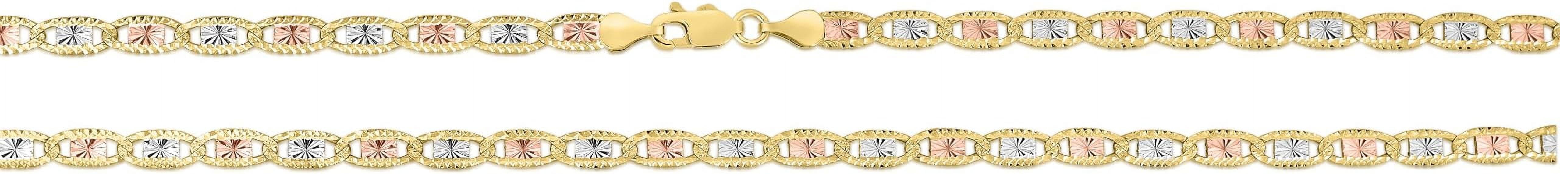 Floreo 10k Tri-Color Gold 4.2mm Valentino Link Chain Necklace