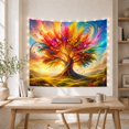 thumbnail image 5 of Tree of Life in a Swirling Colorful Landscape, Uplifting Psychedelic Style for Nature Lovers, Vibrant Forest Wall Art, Housewarming Gift Tapestry Wall Hanging for Bedroom, Living Room and Dorm, 5 of 7