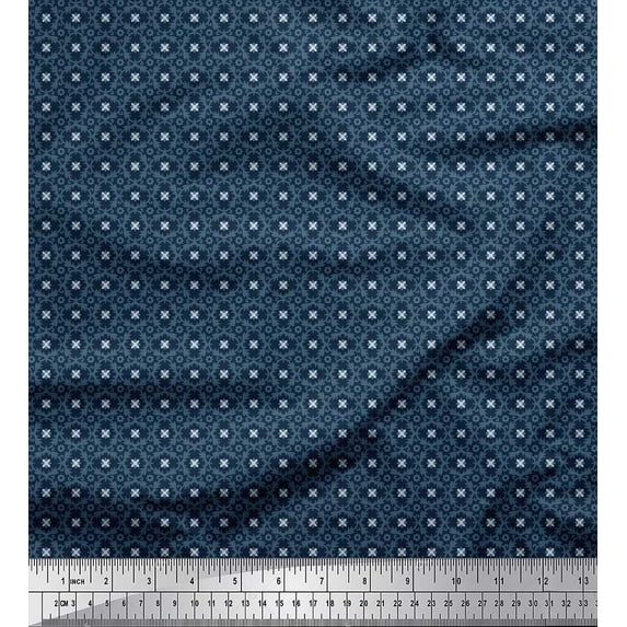 Soimoi Poly Georgette Fabric Floral & Ogee Shirting Print Fabric by The Yard 52 Inch Wide