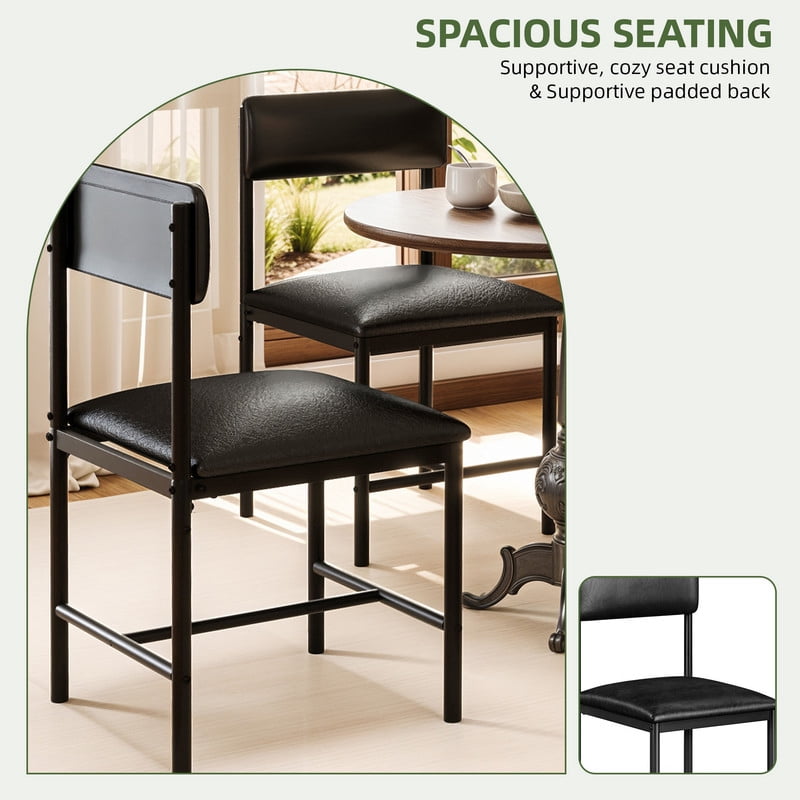 Uforic Dining Chairs Set of 4, Modern Upholstered Dining Room Chairs, Kitchen Chairs with Metal Legs, Dining Side Chairs for Home Kitchen Living Room, Black