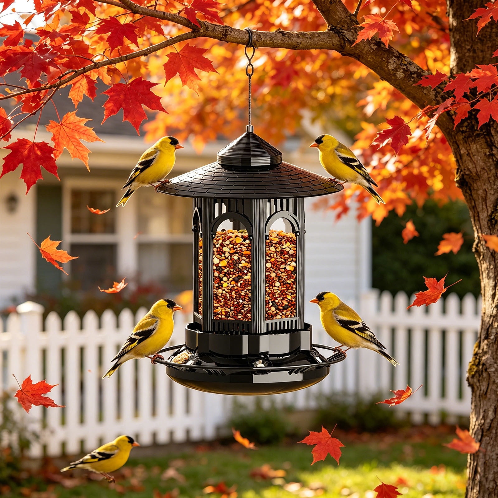 Finch Feeders for Outdoors Hanging,All-Metal Squirrel Proof Thistle Nyjer Bird Feeder,Metal Mesh Tube Bird Feeder for Nyjer Thistle , 2.5 lbs Large Capacity 1PC