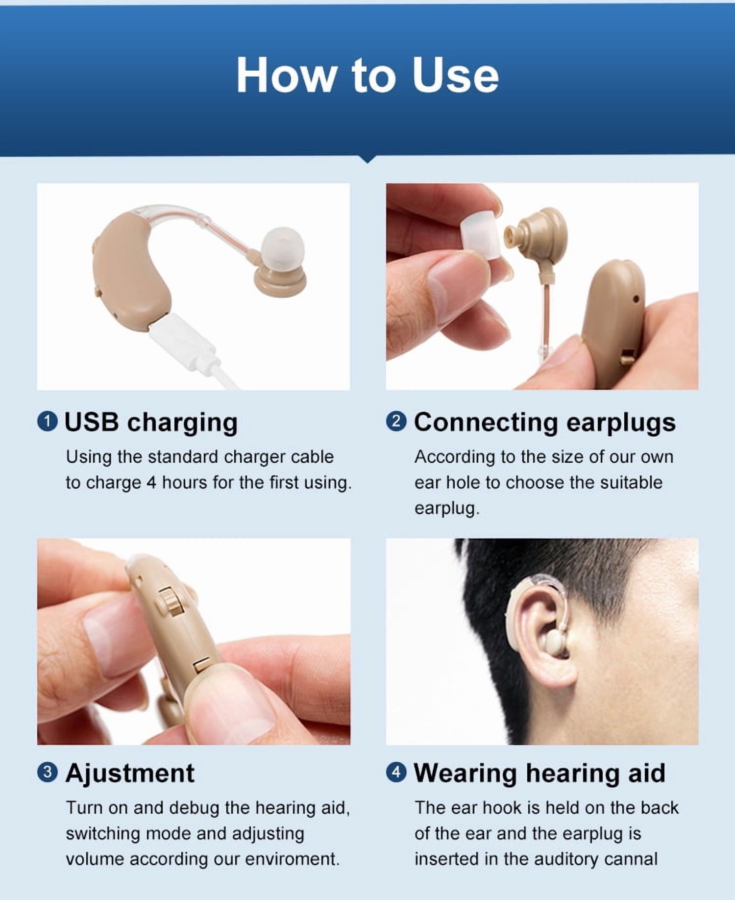 AuyeeSnc OTC Digital Hearing Aids - Button Operation, Senior-Friendly with Memory-Enhanced Listening (1 Piece) for Seniors