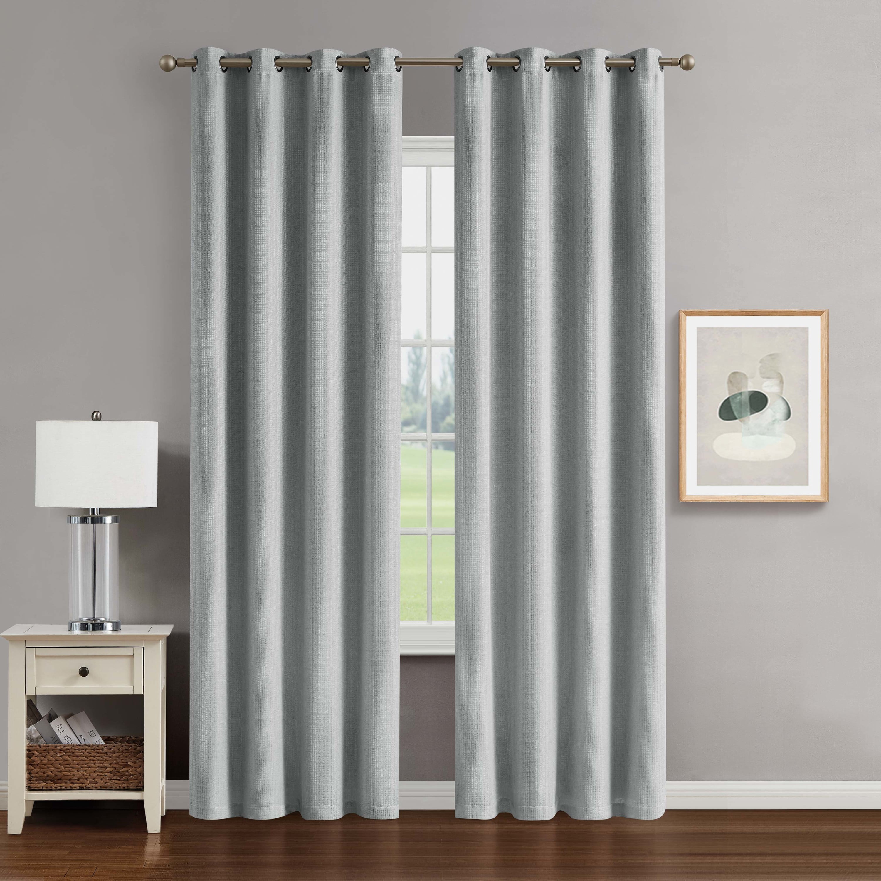 Chyna Blackout Window Curtain Panels with Tiebacks, Grommet, Grey, 50" x 108"