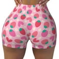 thumbnail image 2 of Cauagu Haear Strawberry for Womens Workout Impact Shorts,Booty Biker Shorts High Waisted Elastic Athletic Shorts for Yoga Gym Running Sports-Large, 2 of 8