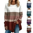 thumbnail image 7 of Womens Tops Blouses for Women Winter Long Sleeve Graphic Tees Round Neck Top Fall Color Block Sweatshirts Trendy Long Sleeve Shirts for Women, 7 of 7