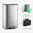thumbnail image 3 of Bathroom Trash Can, 12/20/30/50L Stainless Steel Garbage Can with Lid, Step-On Pedal and Inner Bucket, Rectangular Trash Can for Kitchen for Office Living Room Small Spaces, 3 of 13