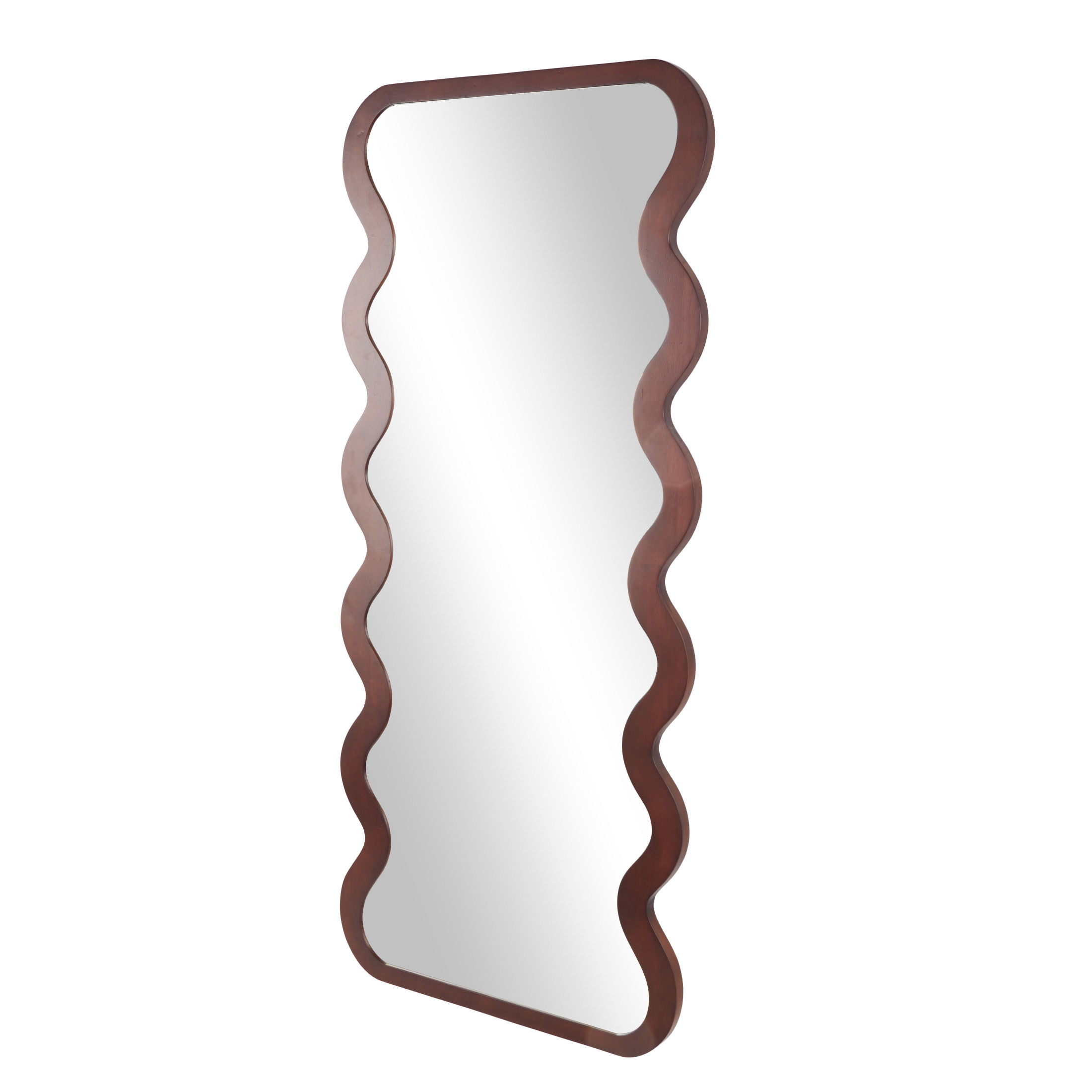 DecMode 31" x 71" Dark Brown Wavy Wall Mirror