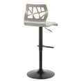thumbnail image 3 of Folia Mid-Century Modern Adjustable Barstool in Light Grey Wood and Light Grey Fabric by LumiSource, 3 of 8