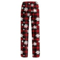 thumbnail image 6 of Axiiglly Pajama Pants for Women Plus Size Christmas Printed Elastic Waist Sleep Pants Casual Loose Long Straight Sleepwear with Pockets S-5XL, 6 of 7