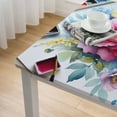 thumbnail image 4 of HAOXIT Spring Summer Floral Tablecloth Rectangle Blooming Wild Flower Butterfly Watercolor Table Cloth, Wrinkle Free Washable Fabric Table Cover for Dining, Party, Indoor, Outdoor, Pink 60''x60'', 4 of 7