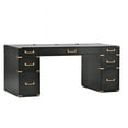thumbnail image 4 of 70"Classic And Traditional Executive Desk With Metal Edge Trim ,Writing Desk With 2 File Drawers,Usb Ports And Outlets,Desk With Hidden Compartment For Living Room,Home Office,Study Room,Black, 4 of 9