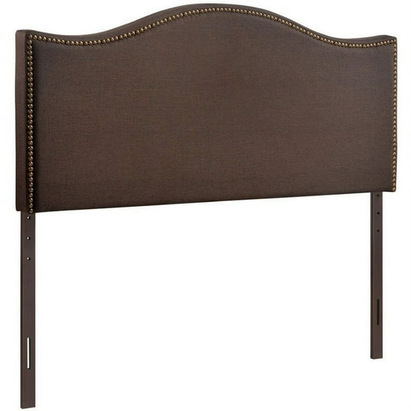 Roseberry Kids Modern Fabric Upholstered Queen Panel Headboard in Brown