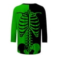 thumbnail image 5 of VKOYWKM Women Halloween Tops 3/4 Sleeve Funny Skeleton Graphic Tees Fall Crew Neck Loose Fit Theme Halloween T-Shirts, 5 of 6