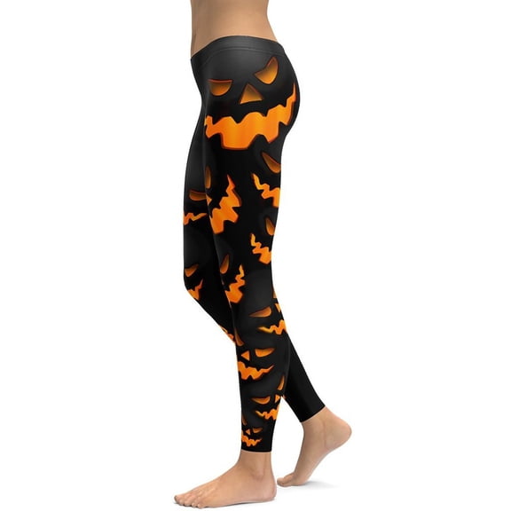 Spooky Pumpkin Halloween Leggings Size: XS for Women | FIERCEPULSE