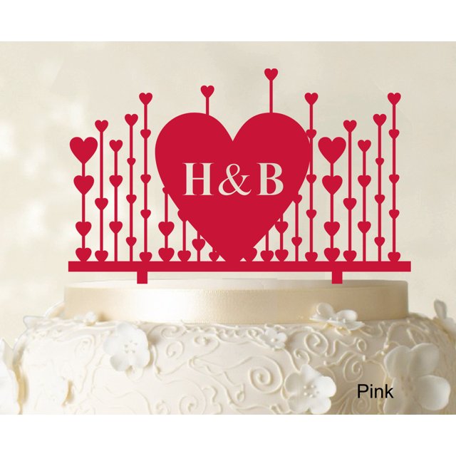 Monogram Cake Topper First Name Initial Heart Cake Topper