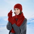 thumbnail image 3 of Fenny Scarves for Women Lightweight Cozy 3 in 1 Womens Gloves Touchscreen Women's Hats & Caps Cold Warm Beanie Red, 3 of 4